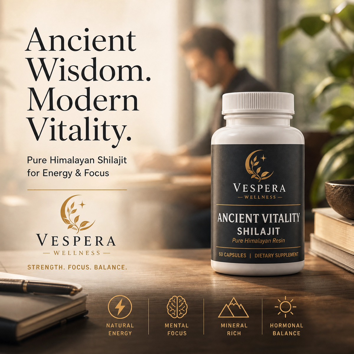 Vespera Ancient Vitality – Shilajit + Vitamin B6 - 60 Capsules