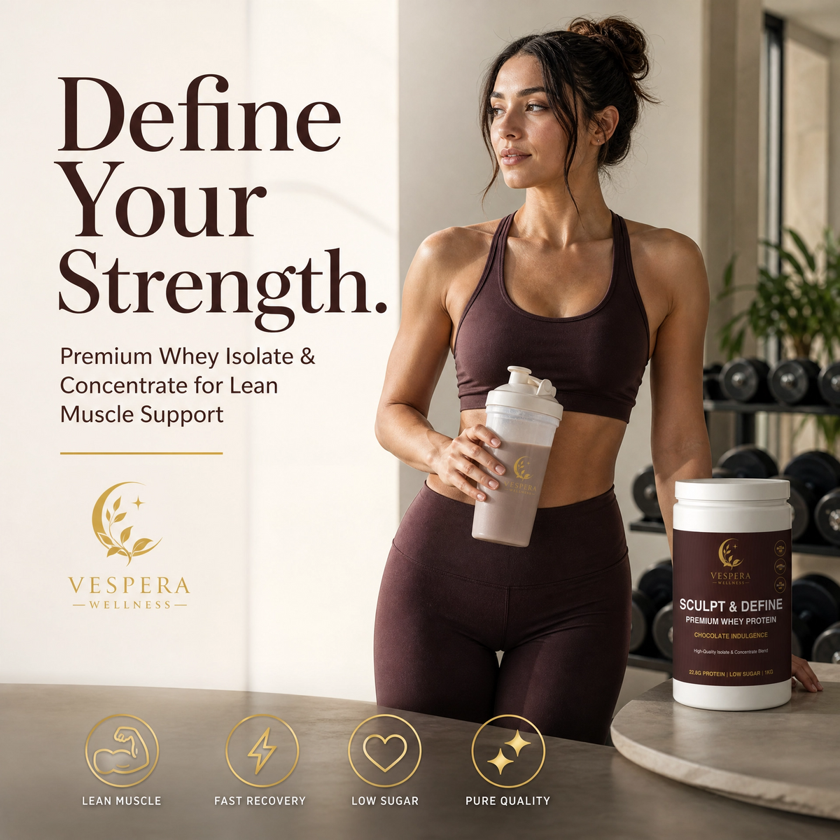 Vespera Sculpt & Define Premium Whey Protein Chocolate - 1000g